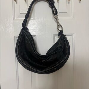 Fossil Black Hobo Bag with Tassel Accent